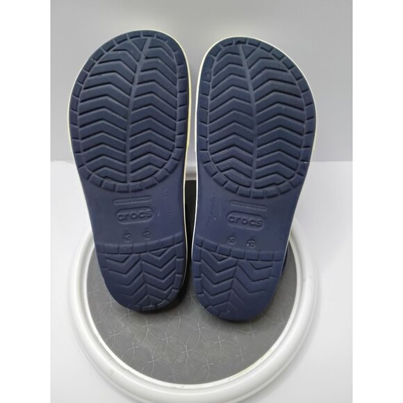 Crocs Mens Navy Blue Classic Clogs W/ Yellow Trim - Comfortable Slip-On Shoes - Picture 4 of 7